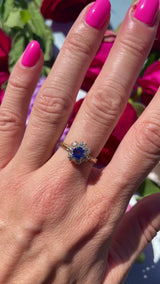 Antique Edwardian Sapphire & Old-Cut Diamond 18ct Gold Cluster Ring