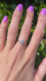 Art Deco Diamond 18ct Gold Platinum Daisy Cluster Ring (0.45cts)