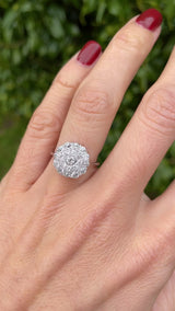 Art Deco Old European-Cut Diamond 18ct White Gold Platinum Cluster Ring (1.00ct)
