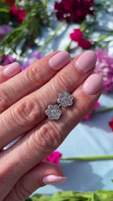 18ct White Gold Diamond Daisy Cluster Stud Earrings (0.70cts)
