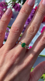 Vintage 1997 Emerald & Diamond 18ct Gold Three-Stone Trilogy Engagement Ring (0.70cts)