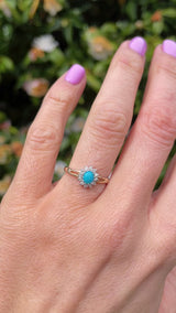 Turquoise & Diamond 9ct Gold Cluster Ring