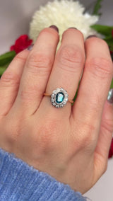 Edwardian Style London Topaz & Diamond Cluster Ring