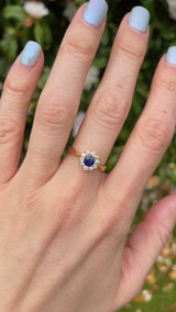 Antique Victorian Sapphire & Diamond 18ct Gold Cluster Engagement Ring