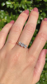 Antique Old-Mine-Cut Diamond Three-Stone Engagement Ring (1.42cts)
