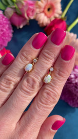 Vintage Opal & Diamond 18ct Gold Drop Earrings