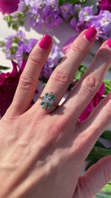 Art Deco Emerald & Diamond 18ct Gold Ring By Cropp and Farr