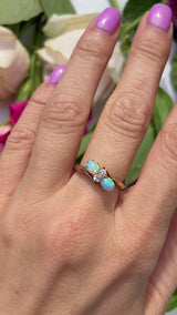 Antique Edwardian Opal & Diamond 18ct Gold Engagement Ring