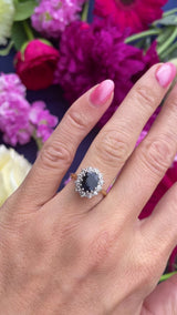 Vintage 1975 Sapphire & Diamond 18ct Gold Cluster Ring (2.00cts)