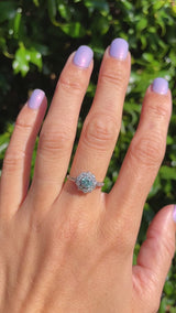 Edwardian Blue Zircon & Old Cut Diamond White Gold Ring