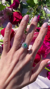Vintage 1979 Hexagonal Emerald & Diamond 18ct Gold Double-Cluster Ring