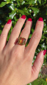 Vintage 1970s Citrine 14ct Gold Solitaire Dress Ring