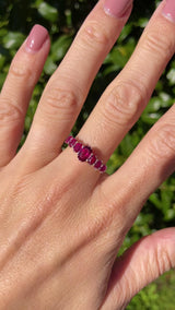 Antique Victorian Ruby & Diamond 18ct Gold Platinum Seven Stone Ring