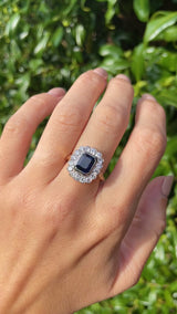 Edwardian Style Sapphire & Diamond 18ct Gold Cluster Engagement Ring