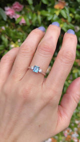 Aquamarine & Diamond Platinum Three-Stone Engagement Ring (0.59ct)