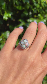 Vintage Opal & Diamond 18ct Gold Cluster Ring