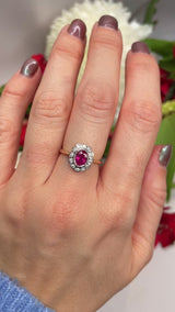 Edwardian Style Natural Ruby & Diamond Cluster Ring