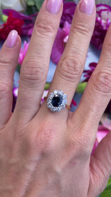 Early 20th Century Sapphire & Diamond 18ct Gold Platinum Cluster Ring (1.80cts)