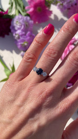 Art Deco Sapphire & Diamond Platinum Three-Stone Engagement Ring (1.20cts)