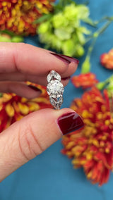 Art Deco Old Mine Cut Diamond Platinum Engagement Ring (0.73cts)