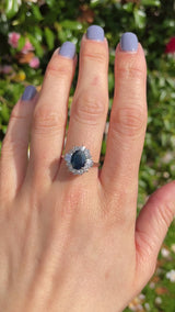 Vintage Sapphire & Diamond White Gold Cluster Engagement Ring (1.75ct)