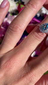 Vintage 1983 Aquamarine & Diamond 18ct White Gold Pear-Shaped Cluster Ring