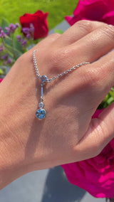 Vintage Aquamarine & Diamond White Gold Pendant Necklace