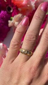 Antique Edwardian Five-Stone Diamond 18ct Gold Starburst Gypsy Ring