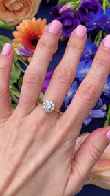 Vintage Old-European-Cut Diamond 18ct Gold Platinum Cluster Ring (0.95cts)