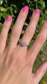 Vintage 1995 Diamond 18ct White Gold Daisy Cluster Ring