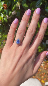 Vintage 1988 Ceylon Sapphire & Diamond 18ct Gold Pear-Shaped Cluster Ring