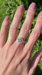 Vintage Art Deco Inspired 18ct Gold Platinum Diamond Geometric Cluster Ring