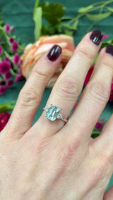 Vintage 1983 Aquamarine & Diamond 18ct White Gold Three-Stone Ring