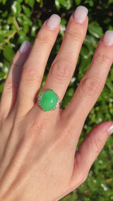 Antique Art Deco Jade & Diamond Platinum Ring