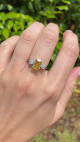 Yellow Sapphire & Diamond Three-Stone Trilogy Engagement Ring