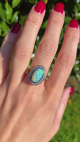 Edwardian Opal & Rose-Cut Diamond 18ct Gold Ring