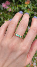 Art Deco Style Emerald & Diamond 18ct Gold Half-Eternity Bezel Ring