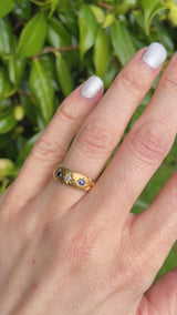 Victorian Sapphire & Diamond 18ct Gold Starburst Gypsy Ring