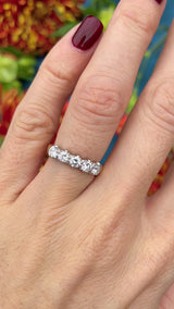 Vintage 1985 18ct Gold Diamond Five-Stone Half Eternity Band Ring (0.75cts)