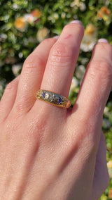 Edwardian Sapphire & Diamond 18ct Gold Starburst Gypsy Ring