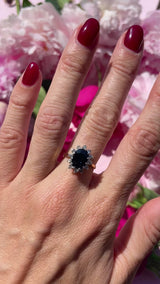 Vintage 1980 Sapphire & Diamond 18ct Gold Cluster Ring (2.55cts)