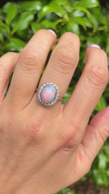 Antique Opal & Diamond 18ct Gold Platinum Cluster Engagement Ring