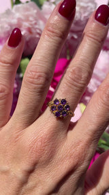 Antique Georgian 18ct Gold Amethyst Cluster Ring