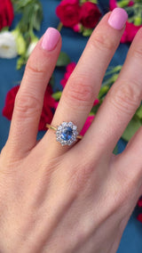 Vintage 1989 Sapphire & Diamond 18ct Gold Cluster Engagement Ring (1.25cts)