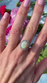 Vintage 1983 Opal & Diamond 18ct Gold Cluster Ring (1.68cts)