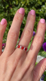 Vintage 1990 Fire Opal & Diamond 18ct Gold Band Ring