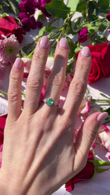 Emerald & Diamond 18ct White Gold Three-Stone Engagement Ring (0.65cts)