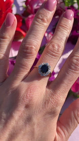 Vintage Sapphire & Diamond 18ct Gold Platinum Cluster Ring (1.80cts)
