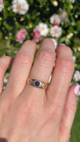 Victorian Sapphire & Diamond 18ct Gold Gypsy Ring