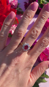 Vintage Ruby & Diamond 18ct Gold Cluster Engagement Ring (1.25cts)